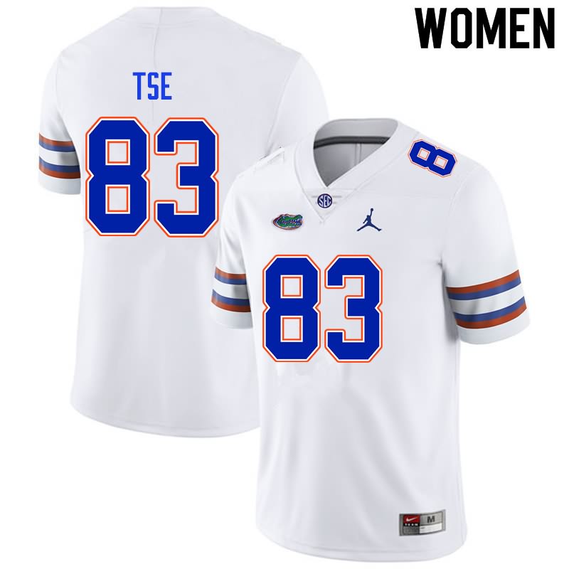 Women's NCAA Florida Gators Joshua Tse #83 Stitched Authentic Nike White College Football Jersey HZU7365AF